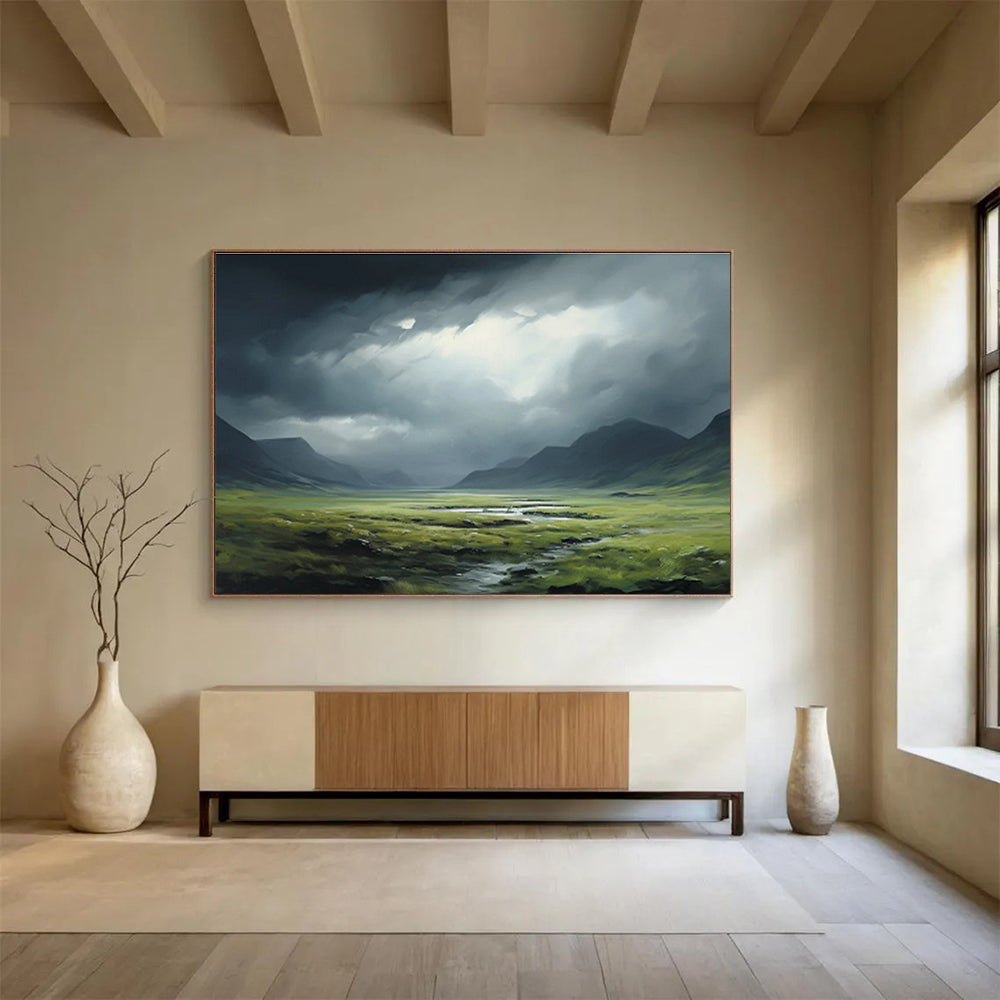 “Dramatic Green Valley Landscape” Landscape Painting On Canvas DKS170
