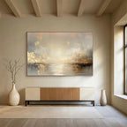 Golden River Mist - Ethereal Landscape Painting On Canvas DKS323