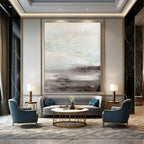 “Blush Sunset Horizon” - Pastel Pink & Warm Beige Landscapes Painting On Canvas DS154