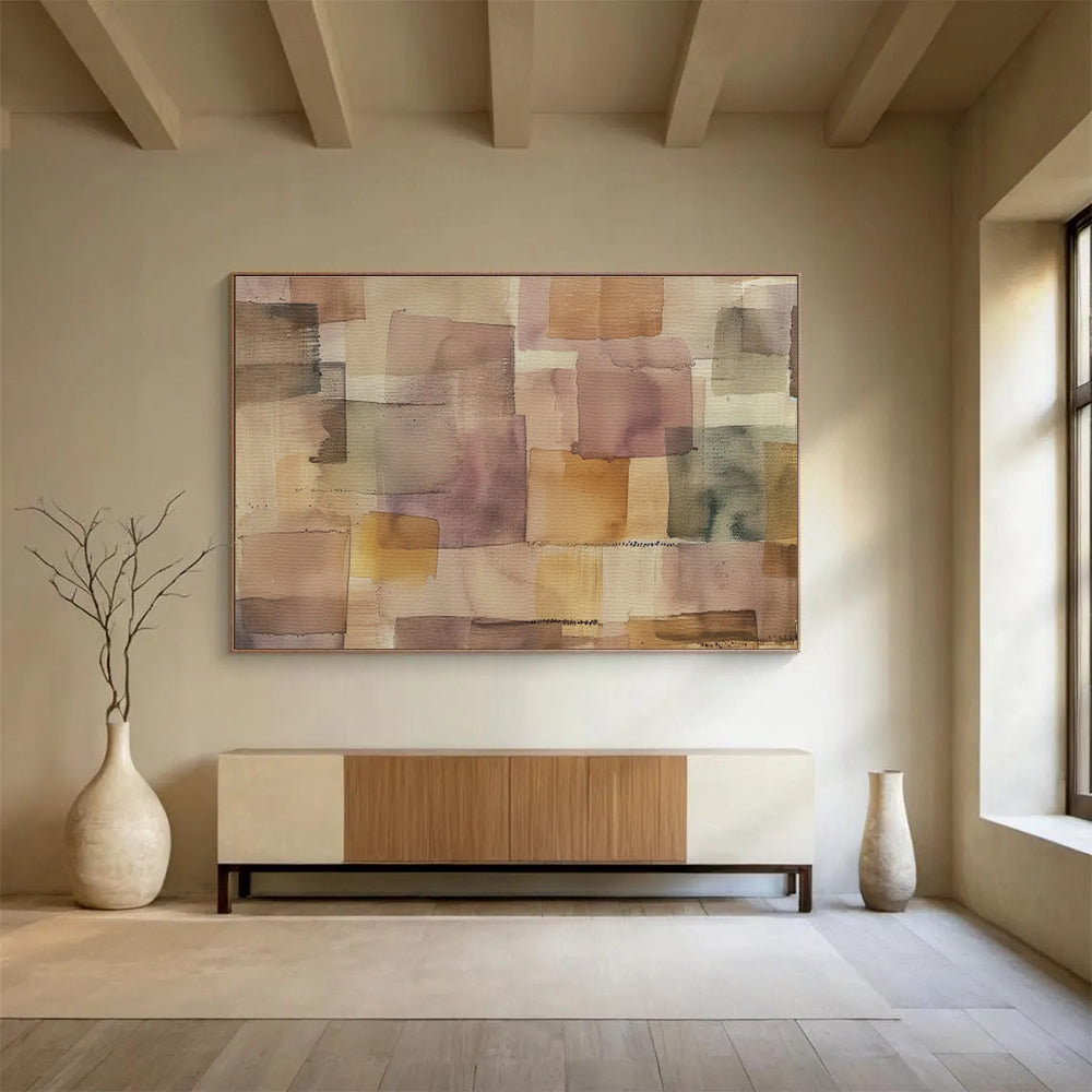 “Pastel Patchwork Abstract” - Watercolor Abstract Painting, Great for Bedroom & Reading Nook DKS592