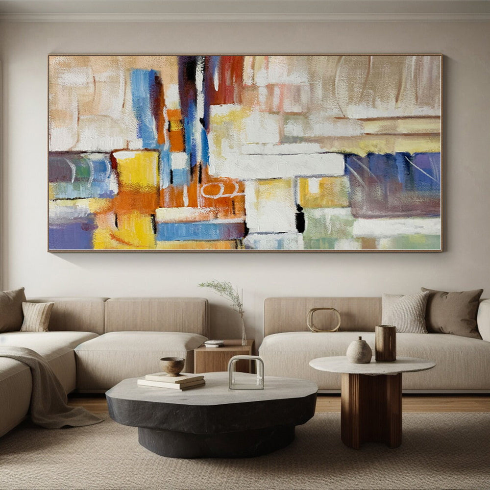 “Colorful Cubist Abstraction” - Multicolor Abstract Painting On Canvas PS0477