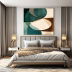 Teal, Brown, Beige with Curved Shapes "Elegant Curves" Abstract Painting On Canvas PS1264