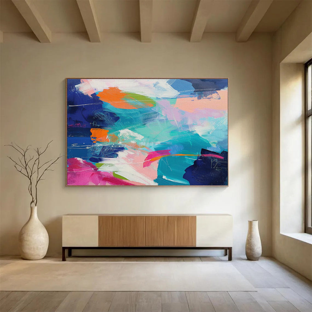 “Colorful Ocean Waves” - Abstract Seascape Painting On Canvas DKS489