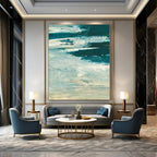 “Coastal Wave Rhythms” - Shades of Blue & White Textures Painting On Canvas DS176