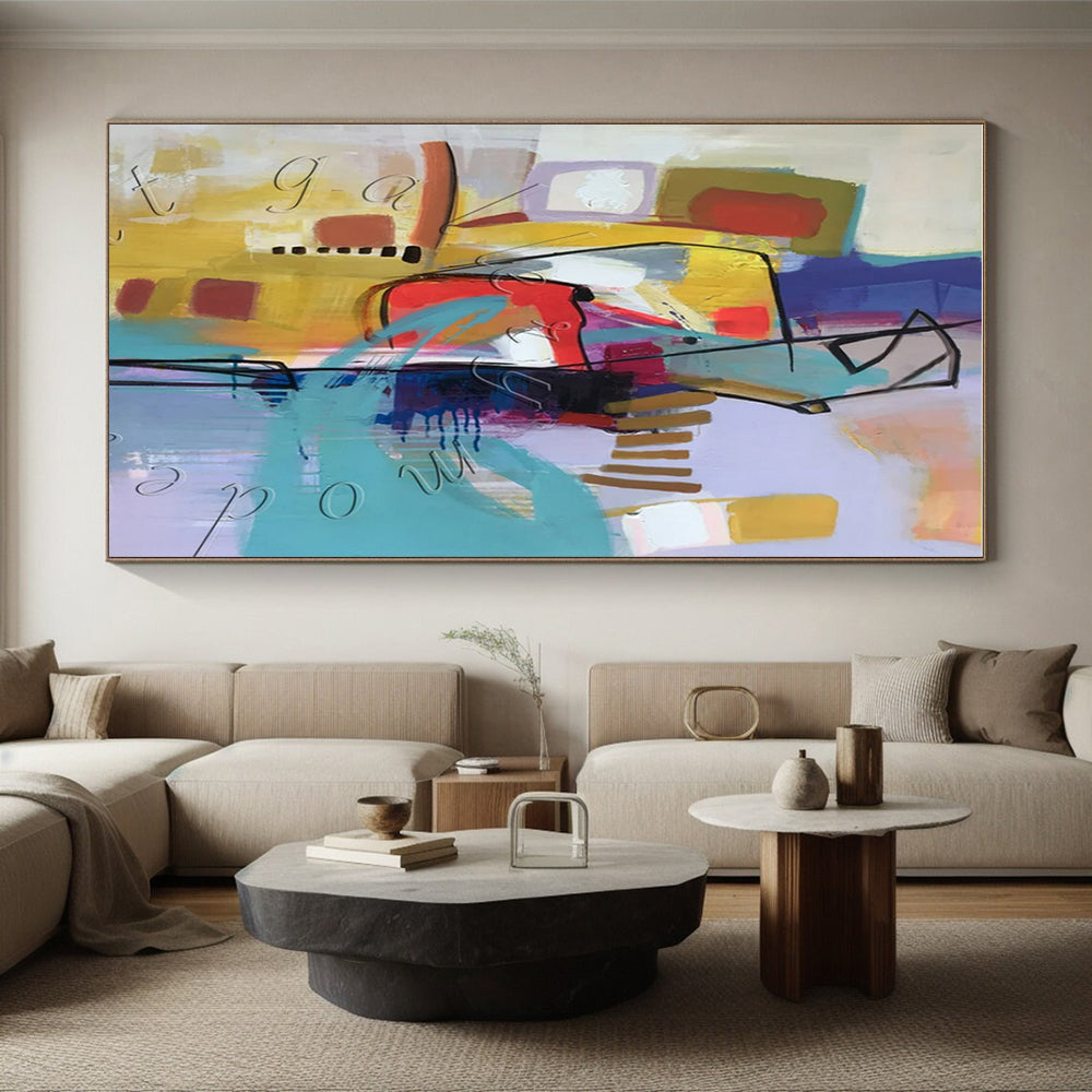 Vibrant Abstract Forms, "Color Carnival" – Abstract Expressionist Painting On Canvas PS0889