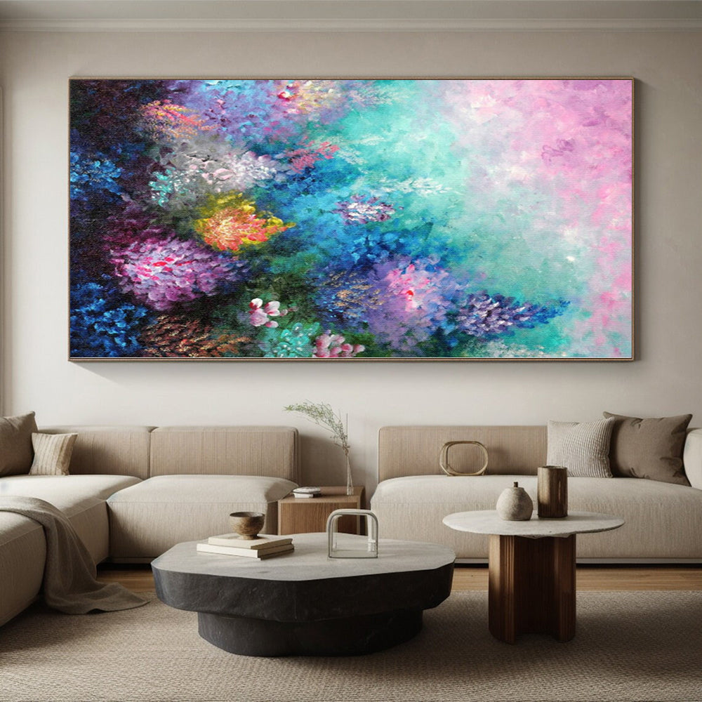 “Colorful Floral Abstract” - Impressionistic Abstract Painting On Canvas PS0065