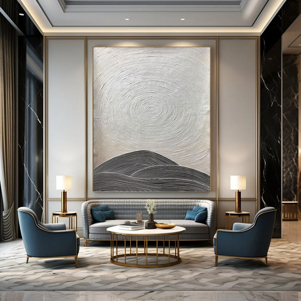 “Black - White Textured Abstract” - Minimalist Textured Painting On Canvas PT1960