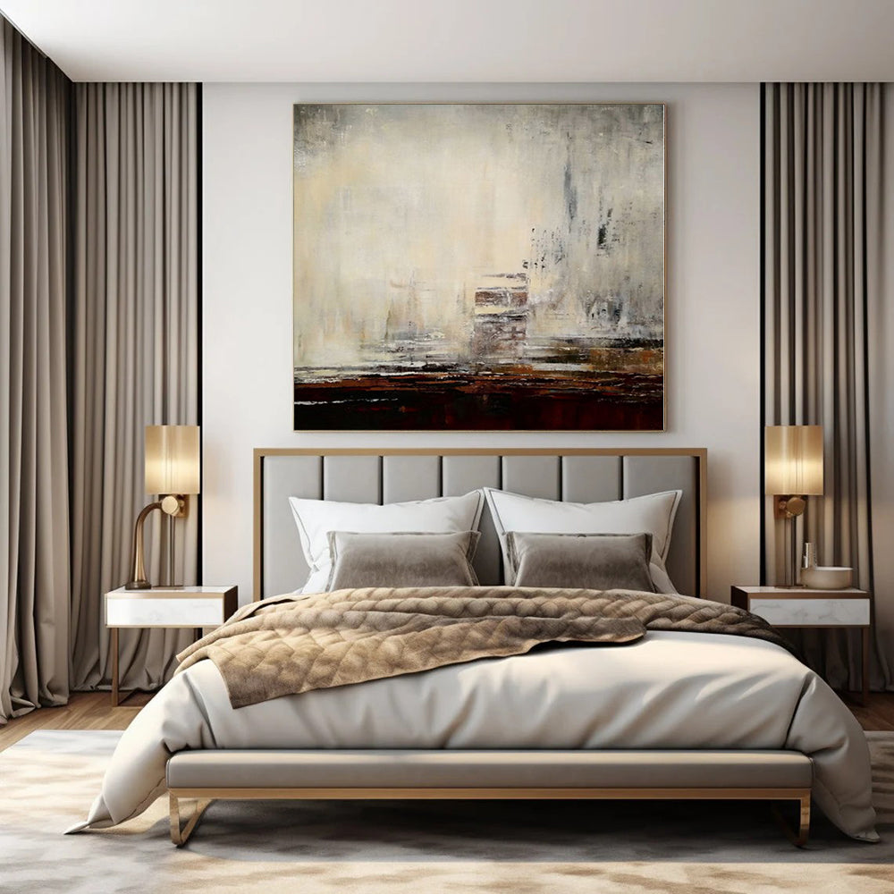 “Gray Cityscape Abstraction” - Urban Abstract Painting On Canvas PS0205