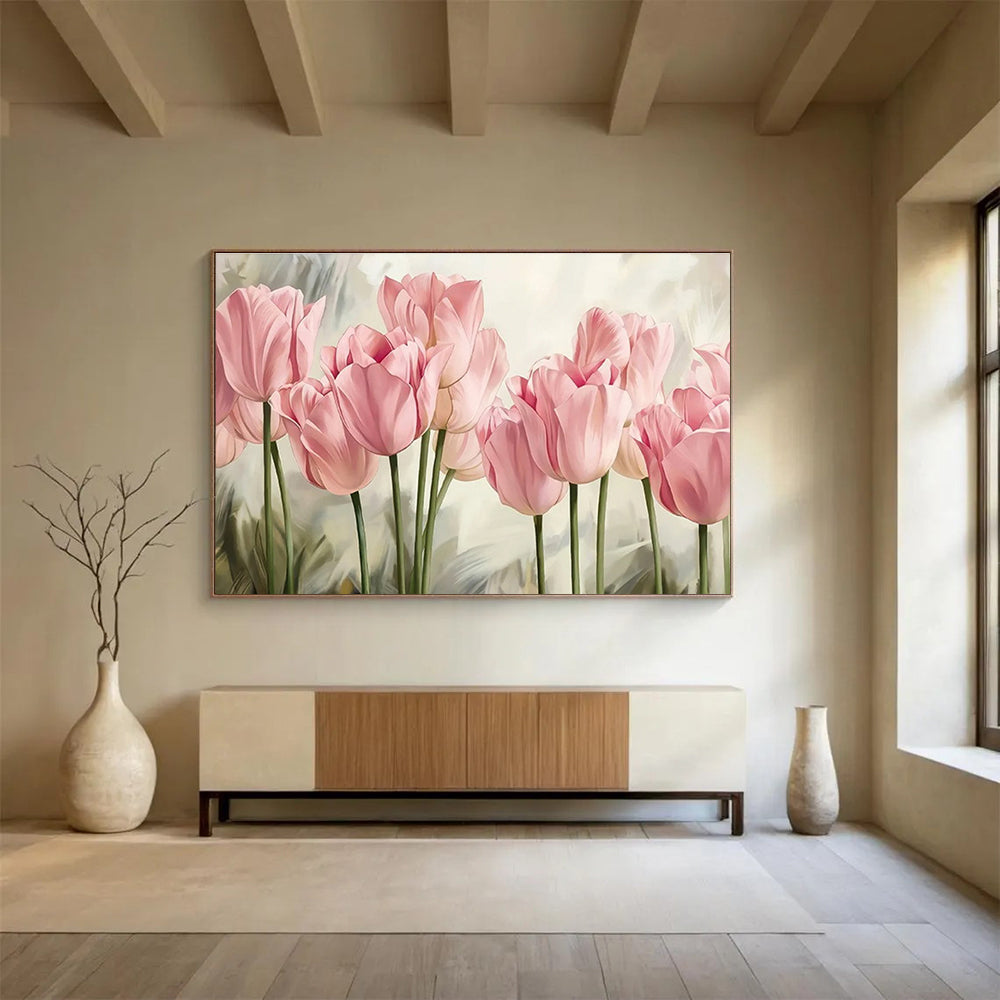 “Pink Tulips” - Realistic Oil Painting On Canvas DKS898
