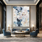 “Soft Floral Bouquet: Blue and White Abstract Flowers” - Impressionistic Floral Painting On Canvas PT0929