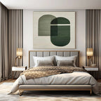 “Green - Gray Geometric Overlaps” - Contemporary Abstract Painting On Canvas PS0165