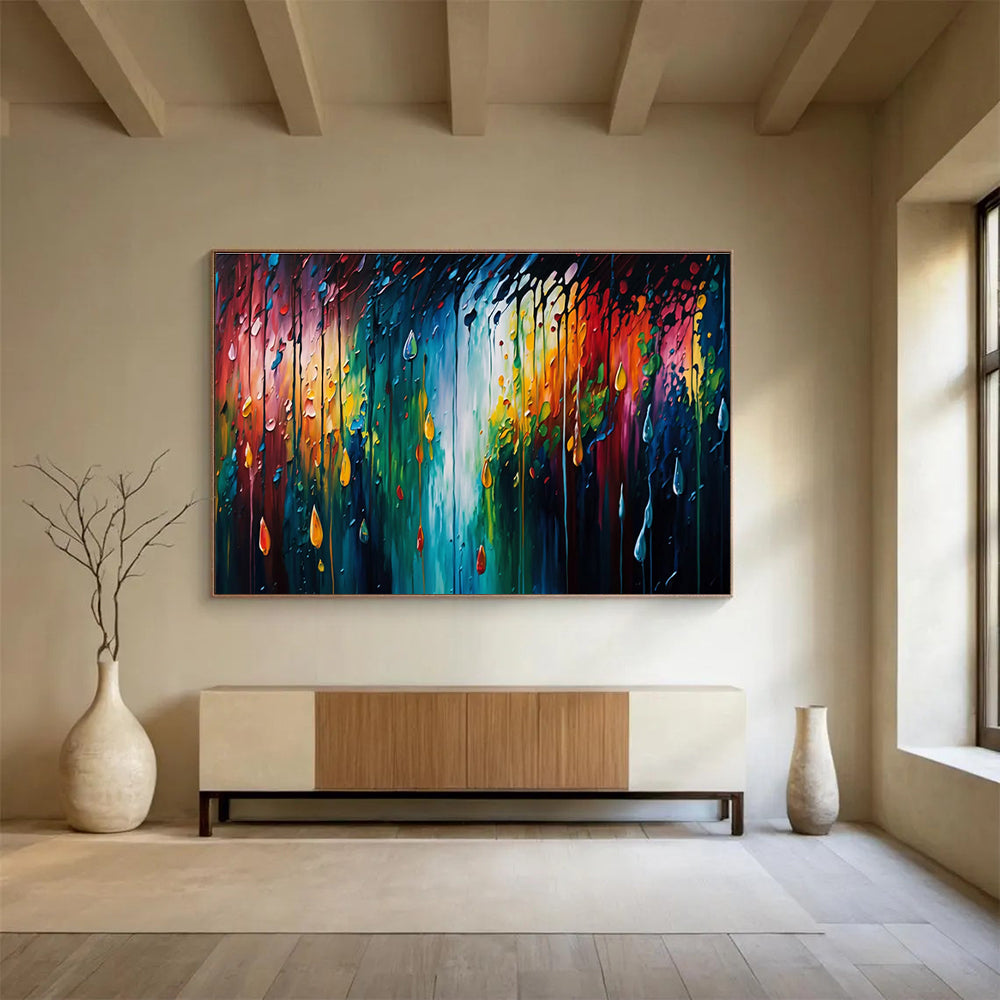 “Colorful Raindrop Abstract” - Abstract Expressionist Painting On Canvas DKS867