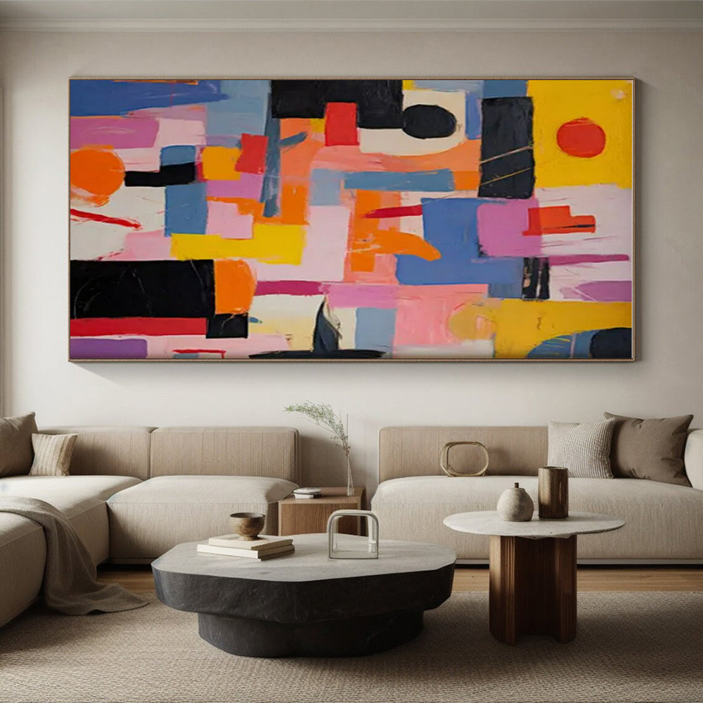Colorful Geometric, "Urban Geometry" – Abstract Geometric Painting On Canvas PS0880