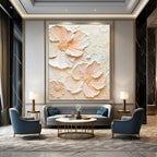 “Peach - White Floral Impasto” - Impressionist - Inspired Floral Painting On Canvas PT1389