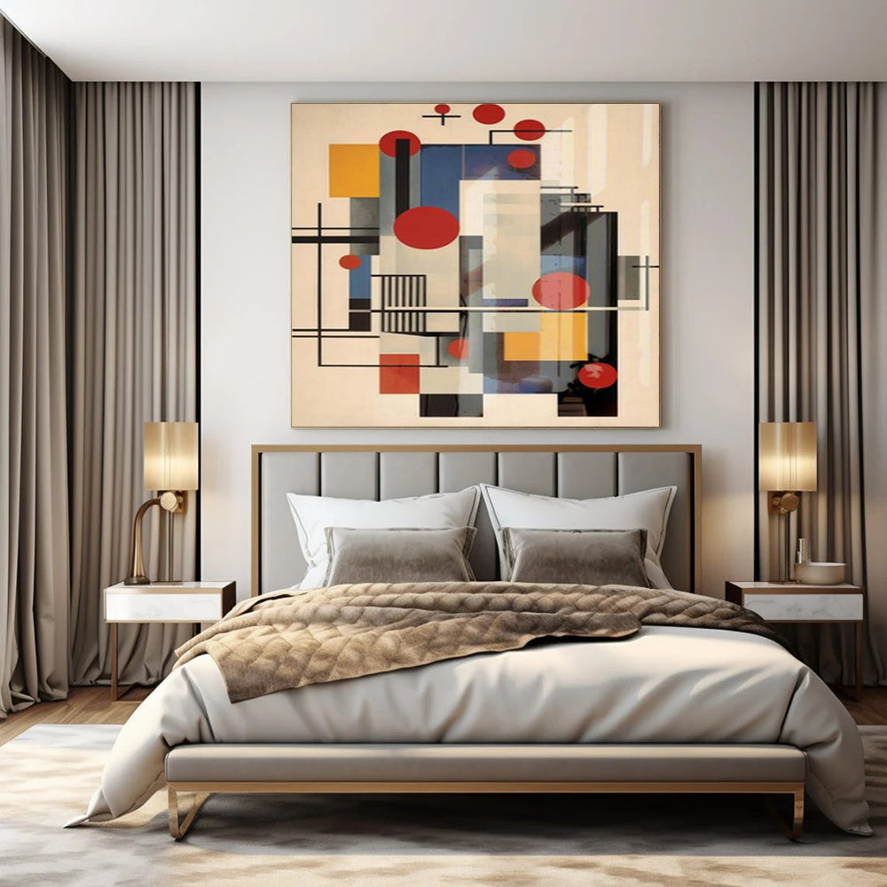 Colorful Geometry, "Constructivist Collage" – Abstract Geometric Painting On Canvas PS1042