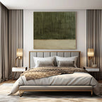 “Dual - Toned Green Stripes” - Minimalist Abstract Painting On Canvas PS0217