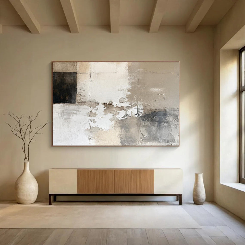 “Neutral Textured Abstraction” - Minimalist Abstract Painting On Canvas DKS504