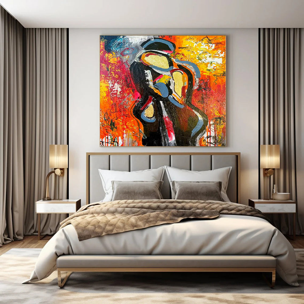Bold Colors with Abstract Figure "Vibrant Soul" Expressionist Painting On Canvas PS1196