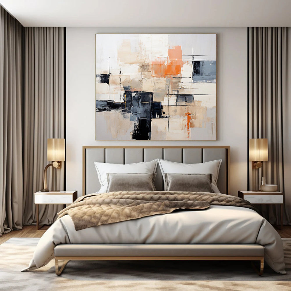 “Neutral Tones with Bold Accents” - Modern Abstract Painting On Canvas PS0175