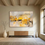 “Yellow - Gray Abstract” - Dynamic Abstract Painting On Canvas DKS431
