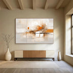 “Light Orange and Beige Abstract Lines” - Minimalist Abstract Painting On Canvas PT097