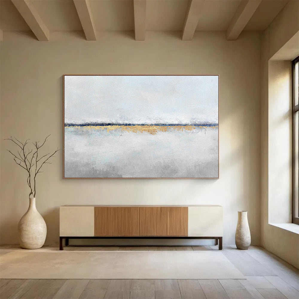 “Subtle Gold - Blue Horizon” Abstract Landscape DKS219