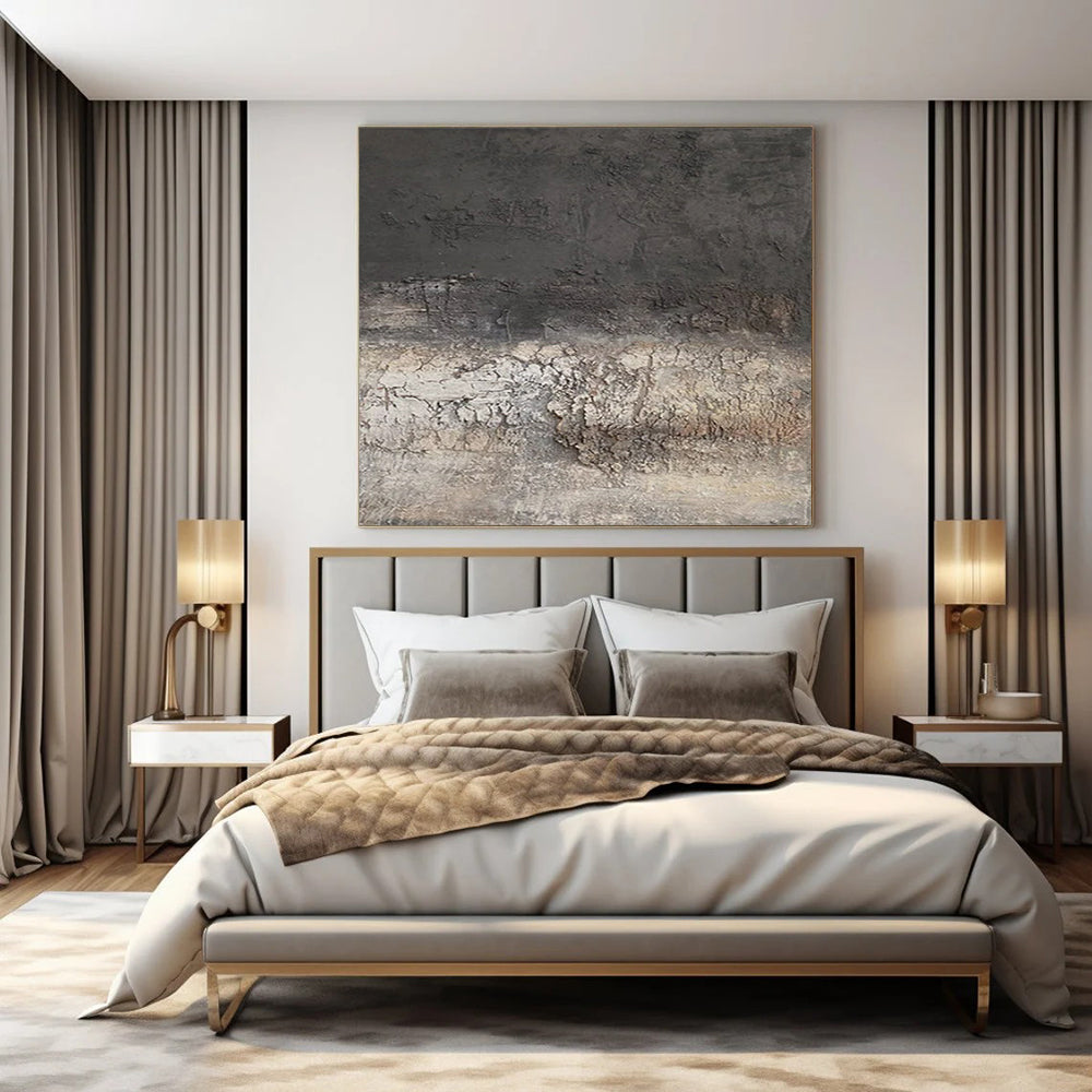 Gray and Brown Textured, "Weathered Wall" – Textured Abstract Painting On Canvas PS0947