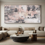 “Muted Pink - Gray Abstract Fusion” - Subtle Abstract Painting On Canvas PS0051