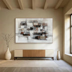 Neutral Geometric Abstract with Gold - Contemporary Abstract Painting On Canvas DKS354