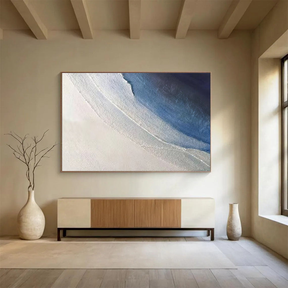 “Soft Blue and White Gradient” - Minimalist Acrylic Painting On Canvas DKS894