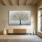 “Golden - White Canopy Tree” - Impasto - Textured Painting On Canvas PT1526