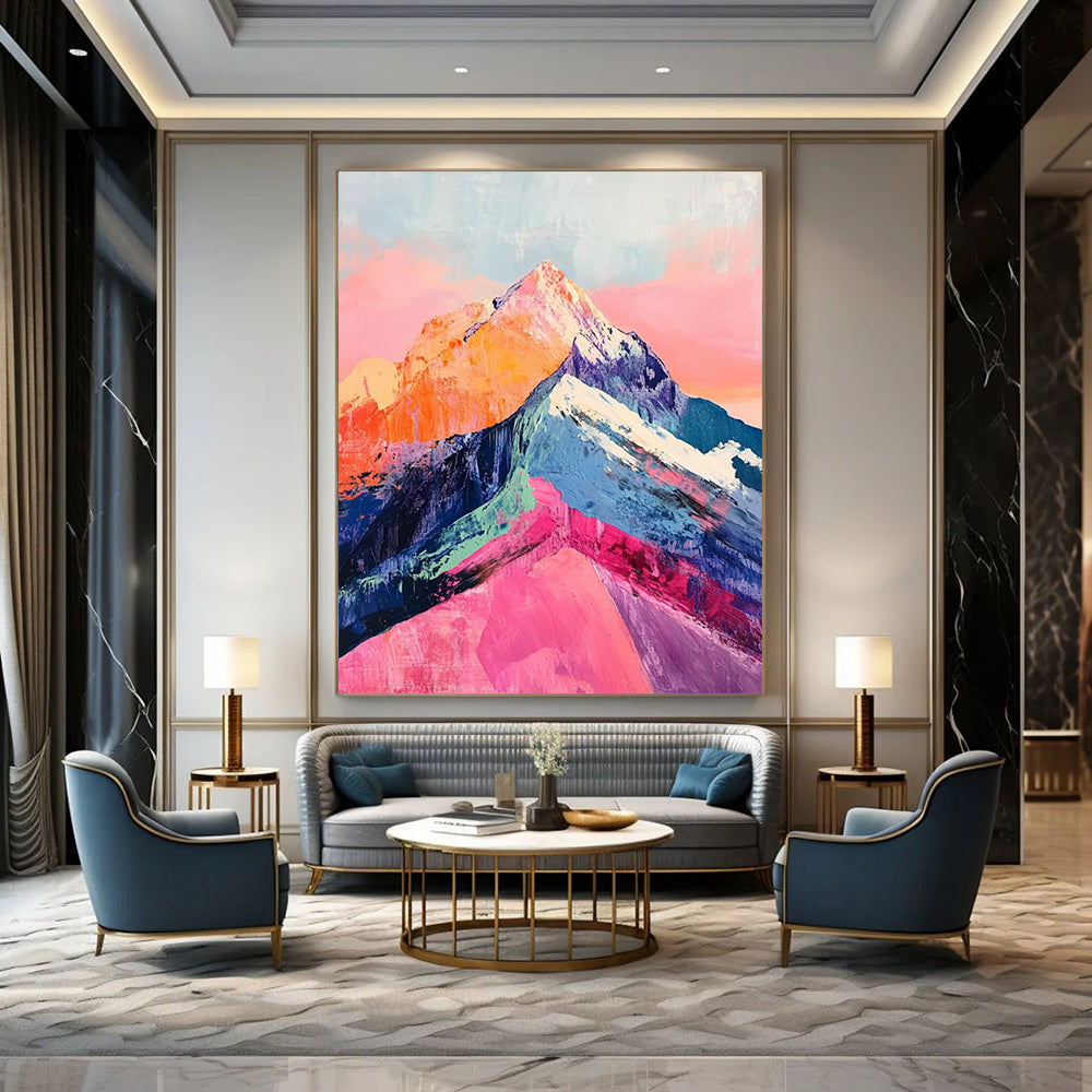“Colorful Mountain Peaks” - Vibrant Landscape Abstract Painting On Canvas DS283