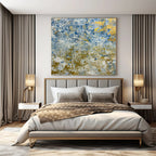 Blue and Gold Textured Blend - Abstract Impasto Waves Painting On Canvas PS1224