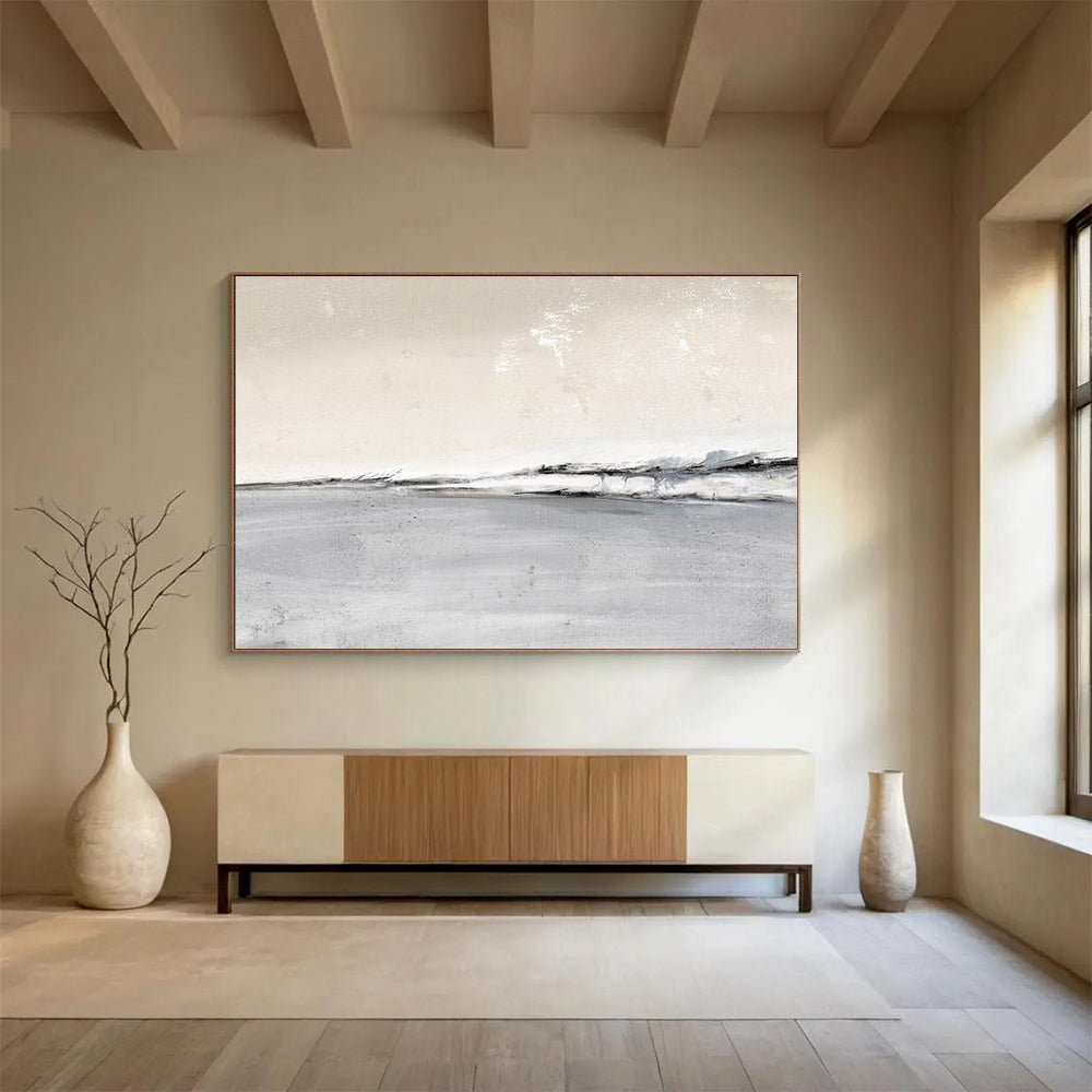 “Monochrome Coastal Horizon” Landscape Painting On Canvas DKS245