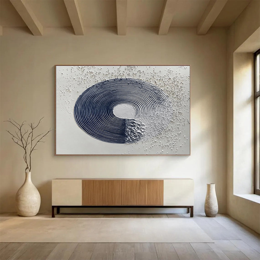 “Textured Circular Composition” Mixed - Media Abstract Artwork DKS211