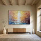 “Sunset Over the Ocean” - Impressionistic Seascape Painting, Suitable for Coastal Bedroom & Relaxation Lounge DKS637