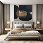 “Black - Brown - Beige Geometric” - Modern Abstract Painting On Canvas PS0162