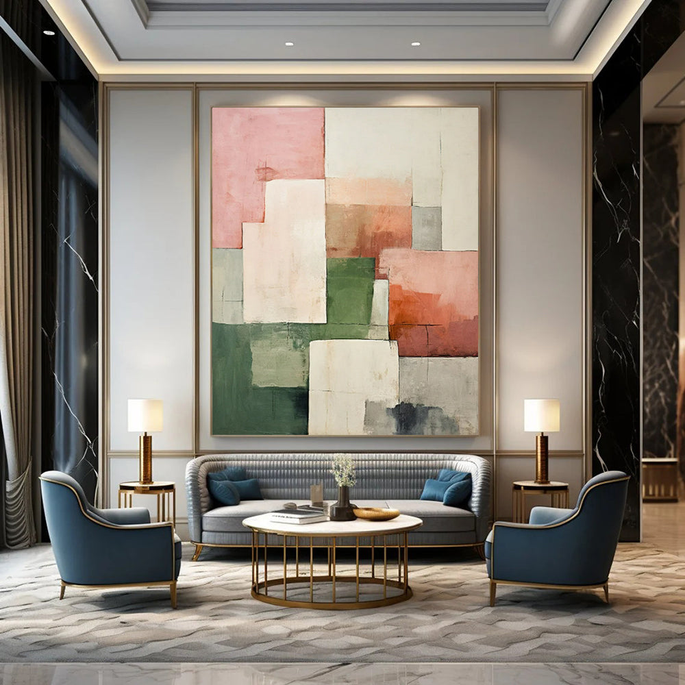 “Pastel Geometric Abstract” - Minimalist Geometric Painting On Canvas PT2279