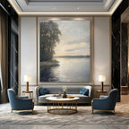 “Realistic Light - Filled Riverbank” - Impressionist Landscape Painting On Canvas PT1875