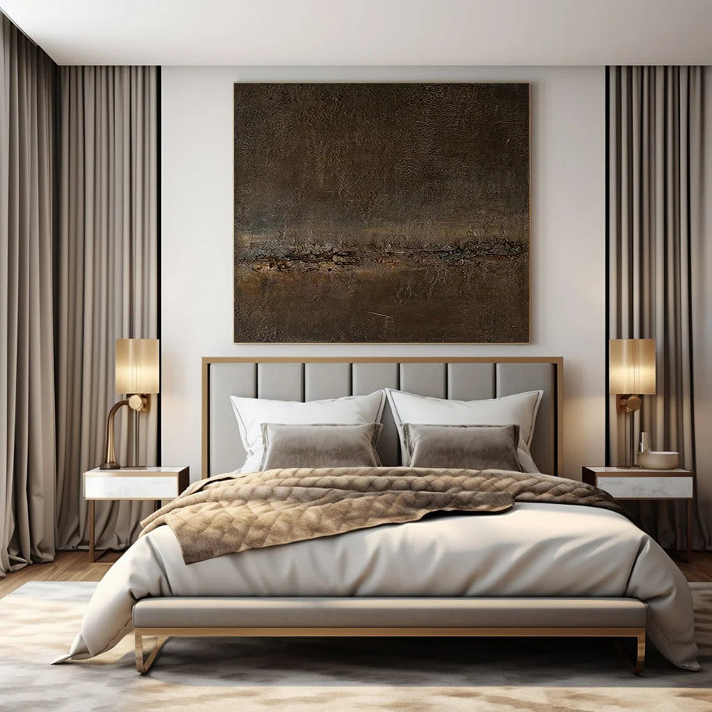 Deep Brown Crackled, "Ancient Earth" – Textured Abstract Painting On Canvas PS0946