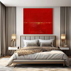 Bold Red with Subtle Gold "Vibrant Minimalism" Abstract Painting On Canvas PS1089