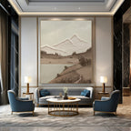 “Sepia - Toned Mountain Vista - Textured Landscape” Painting On Canvas DS268