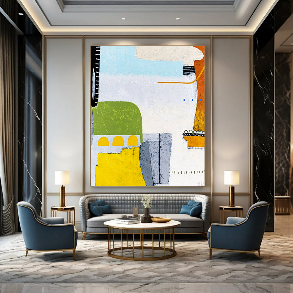 “Colorful Abstract Collage” - Abstract Mixed Media Painting On Canvas PT2376