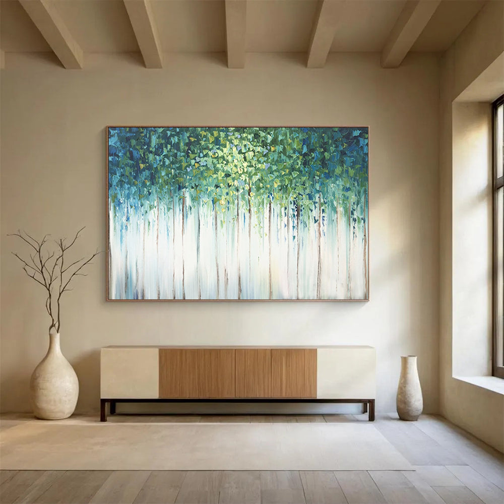 “Dripping Green Forest” - Abstract Landscape Painting On Canvas PT206