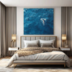 Aerial View of Swimmer in Deep Blue Water "Solitude at Sea" Photorealistic Painting On Canvas PS1065