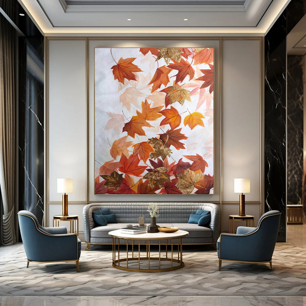 “Orange - Gold Autumn Leaves” - Painting On Canvas PT2079