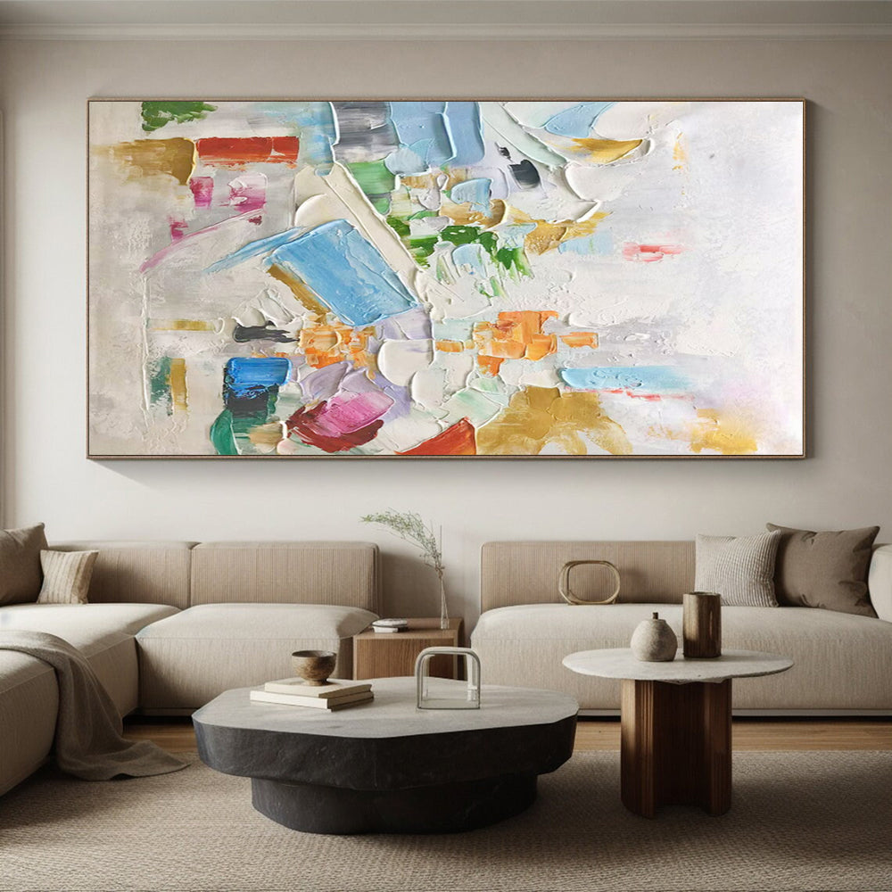 “Colorful Impasto Abstract” - Multicolor Abstract Impasto Painting On Canvas PS0730
