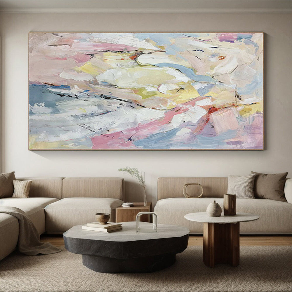 “Pastel - Toned Abstract Figures” - Soft Impressionistic Painting On Canvas PS0364