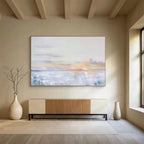 “Soft Sunset Horizons” - Minimalist Landscape Painting On Canvas DKS420