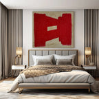 Red and Beige, "Bold Mark" – Minimalist Abstract Painting On Canvas PS0992